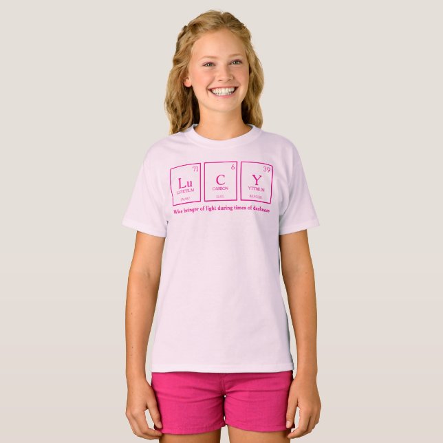 T-shirt Lucy periodic table elements chemistry name  (Devant entier)