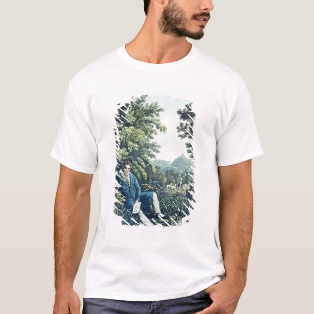 T-shirt Ludwig van Beethoven par une rivière (engravin (Devant)