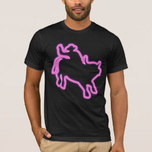 T-shirt Lueur au néon de cowboy de rodéo d'idée de cade