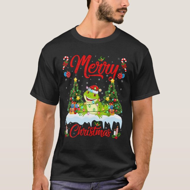 T-shirt Lueur de grenouille Éclairage Noël Grenouille de N (Devant)