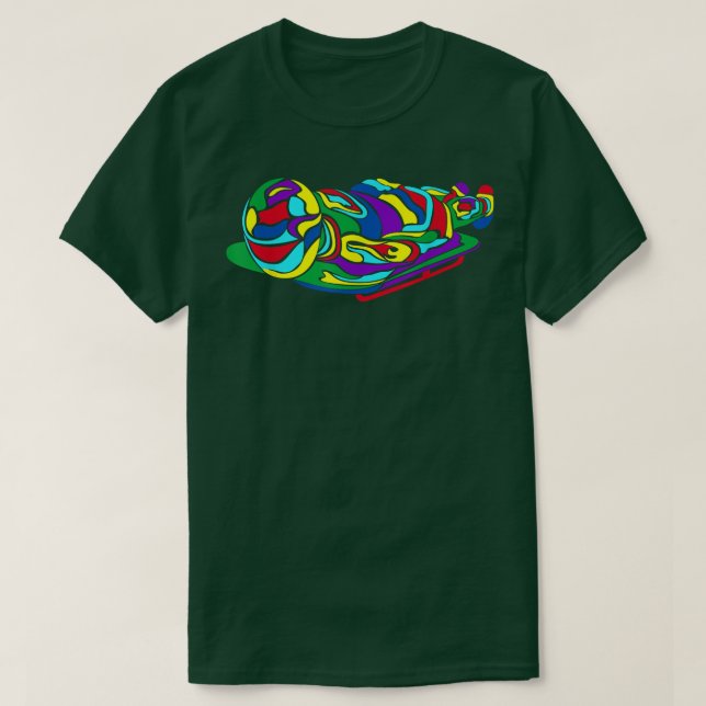 T-shirt Luge Skeleton obsédée Dormir Sport d'hiver Lug (Design devant)