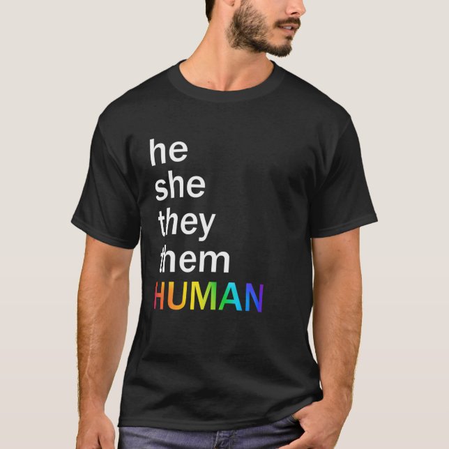 T-shirt Lui Ils Eux Homme LGBTQ Pride Hommes Femmes (Devant)