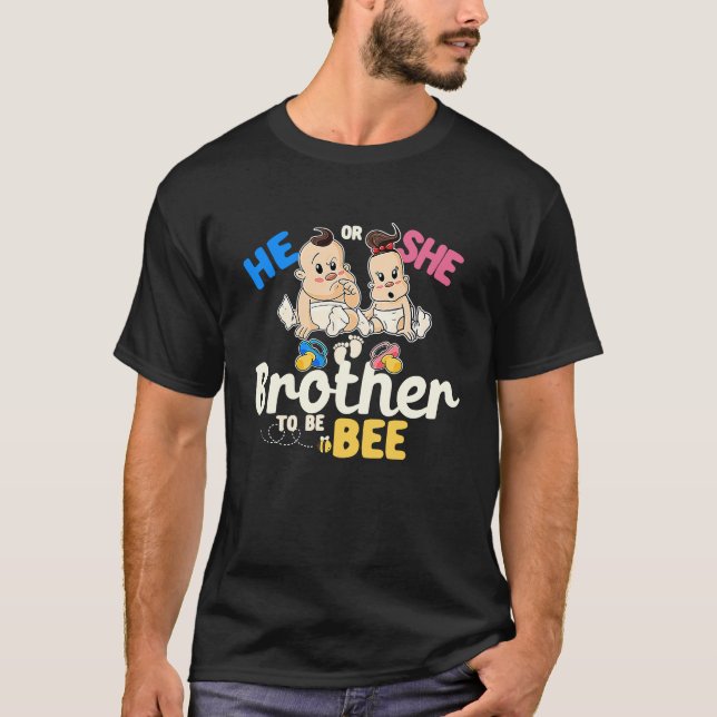 T-shirt Lui ou Elle Frère à Abeille Genre Révéler Brah Bab (Devant)