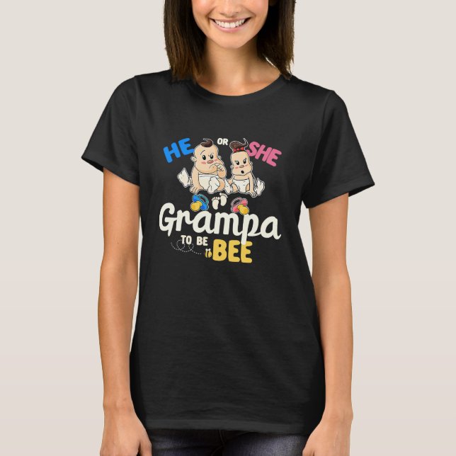 T-shirt Lui ou elle Grampa à Bee Genre Révéler Grand-père  (Devant)