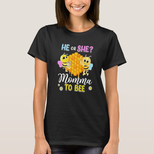 T-shirt Lui Ou Elle Momma À Être Sexe Révéler Baby shower  (Devant)