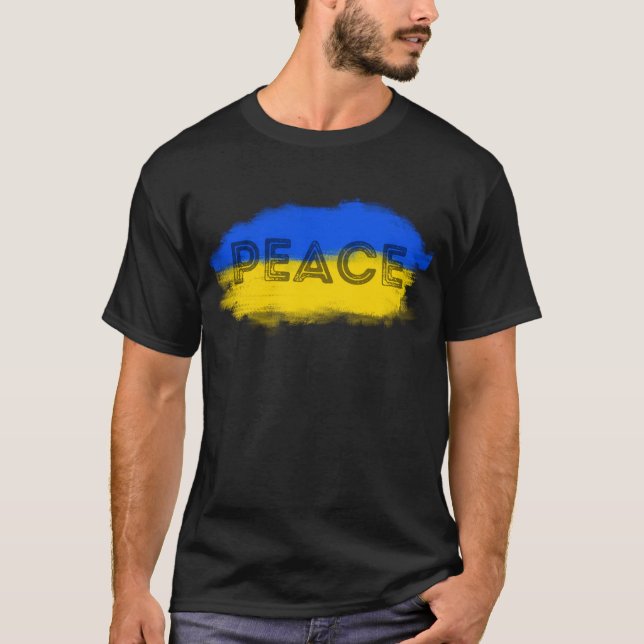 T-shirt L'Ukraine bleue et jaune inspire la paix ni la gue (Devant)