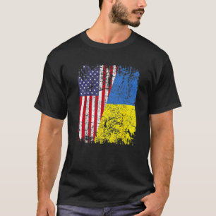 T-shirt L'UKRAINIEN RACINE LE Drapeau semi-américain UKRAI