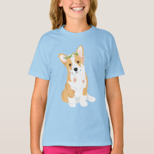T-shirt LuluBelle le joli corgi avec la couronne de fleur