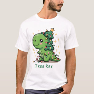 T-shirt Lumière de dinosaure de Noël Fête drôle Rex d'arbr