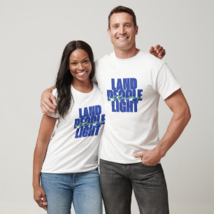 T-shirt Lumière des gens de terre   Texte bleu vert Sainte