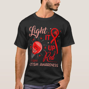 T-shirt Lumière sur la Sensibilisation sur l'autisme rouge