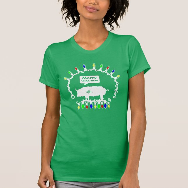 T-shirt Lumières de corde Joyeuses Oink Mas (Devant)