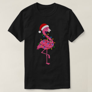 T-shirt Lumières de flamant rose de Noël Tropical Vacances