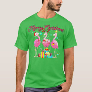 T-shirt Lumières de Flamant rose Santa Chapeau Chandail Xm