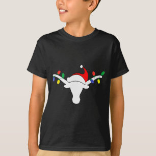 T-shirt Lumières de Noël à Longhorn blanc Chapeau de Santa