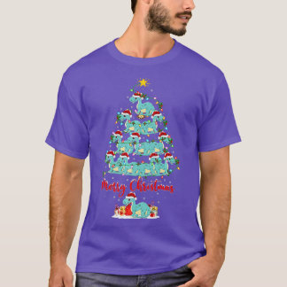 T-shirt Lumières de Noël amusant Père Noël Brontosaurus Di