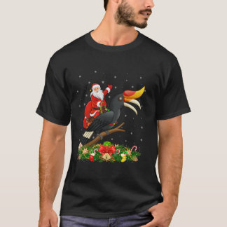 T-shirt Lumières de Noël amusant Père Noël équitation Horn