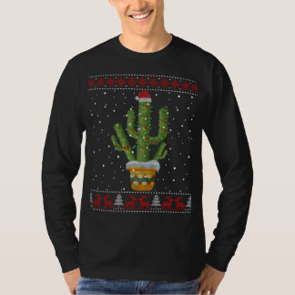 T-shirt Lumières de Noël Cactus Lover Drôle Noël Laid Swea
