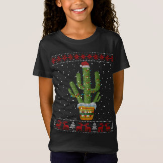 T-Shirt Lumières de Noël Cactus Lover Drôle Noël Laid Swea