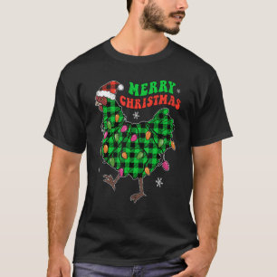 T-shirt Lumières de Noël de poulet à carreaux de Buffalo C