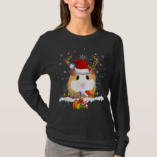 T-shirt Lumières de Noël des rennes de Noël des cochons de (Devant)