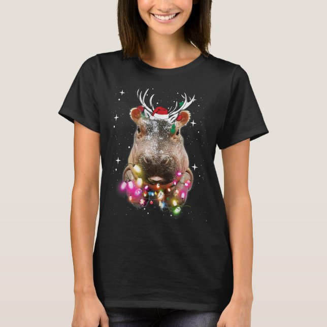 T-shirt Lumières de Noël Hippo Fiona Hippopotamus Lover (Devant)