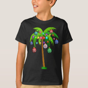 T-shirt Lumières de Noël Palmier Amusement Plage Hawaï Tro