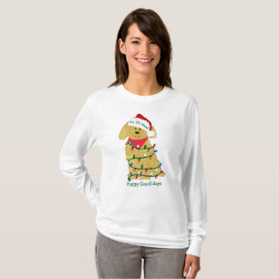 T-shirt Lumières de Noël personnalisées Goldendoodle