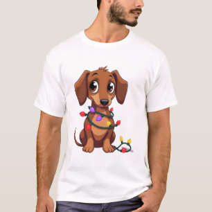 T-shirt Lumières de Noël pour teckel (3)