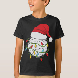 T-shirt Lumières de Noël Santa Hat Golf Ball Sport amusant