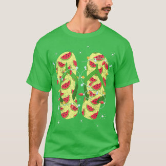 T-shirt Lumières de Noël Watermelon Flip Flops Tropical Ch