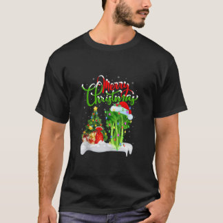 T-shirt Lumières de sapin de Noël Chapeau de Père Noël Lég