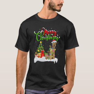 T-shirt Lumières de sapin de Noël Chapeau de Père Noël Ter