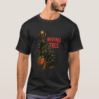 T-shirt Lumières de sapin de Noël Doberman Pinscher Woofma