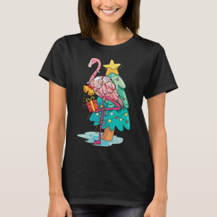 T-shirt Lumières de sapin de Noël Flamingo Tropical Animal