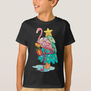 T-shirt Lumières de sapin de Noël Flamingo Tropical Animal