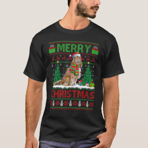 T-shirt Lumières de sapin de Noël Père Noël moche Chien Ro
