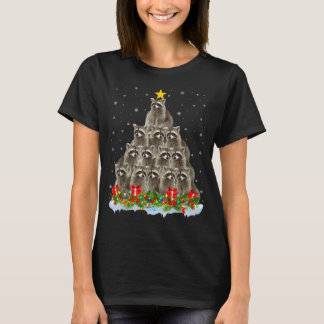 T-shirt Lumières de sapin de Noël Raton laveur Chapeau de