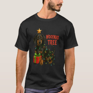 T-shirt Lumières de sapin de Noël Teckel Woofmas Drôle de