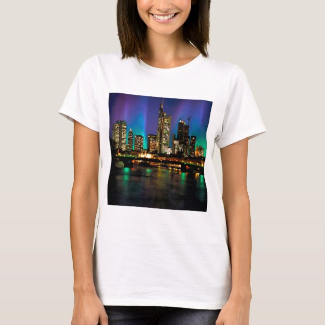 T-shirt Lumières du nord au-dessus de Francfort (Devant)