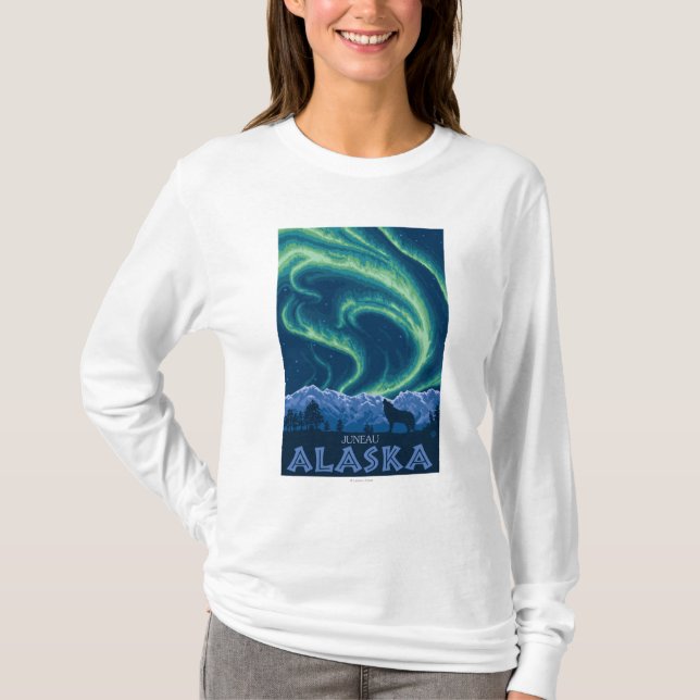 T-shirt Lumières du nord - Juneau, Alaska (Devant)