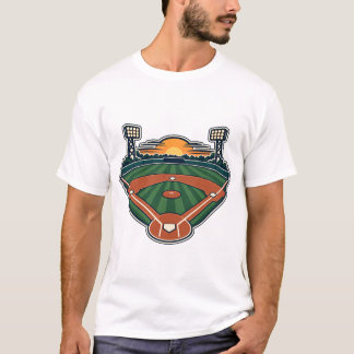 T-shirt Lumières du stade du terrain de baseball au couche