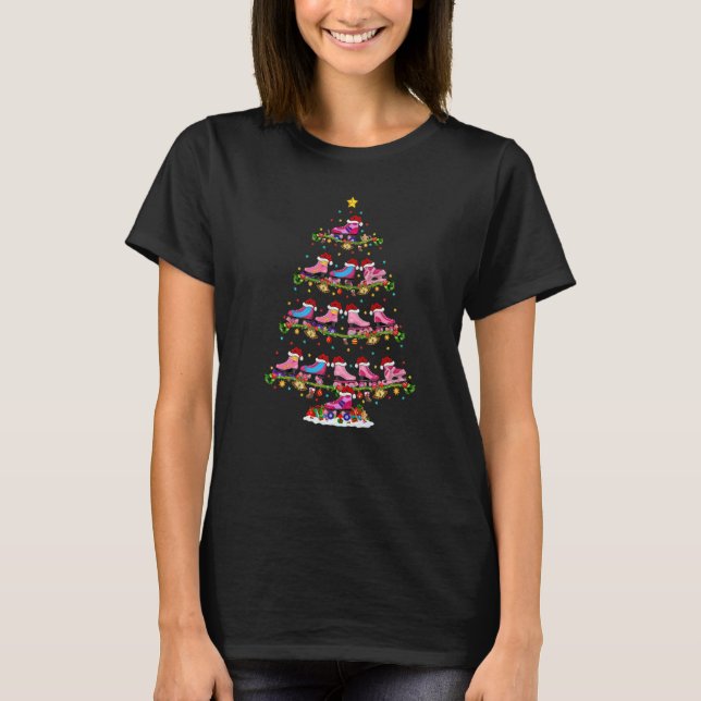 T-shirt Lumières Xmas Père Noël Roller Derby Arbre de Noël (Devant)