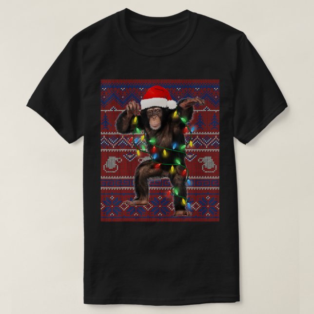 T-shirt Luminaires de Noël de singe Doux moche chèvre Love (Design devant)
