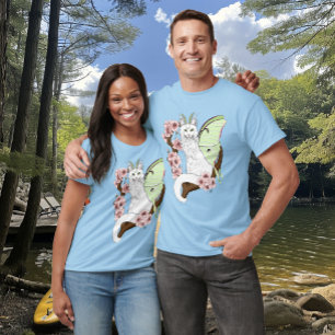 T-shirt Luna Moth Moth Blanc Chat Vert