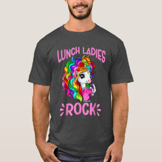 T-shirt Lunch Ladies Rock Cute Unicorn Chef Cook Funny Lun