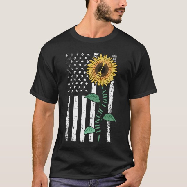 T-shirt Lunch Lady Cafeteria Crew Lunch Lady American Flag (Devant)