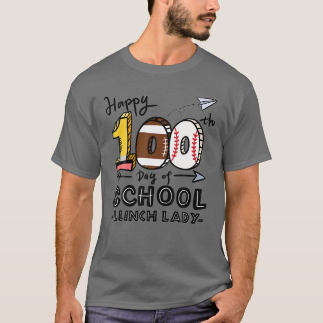 T-shirt Lunch Lady Cafeteria Happy 100Th Day Of School 100 (Devant)