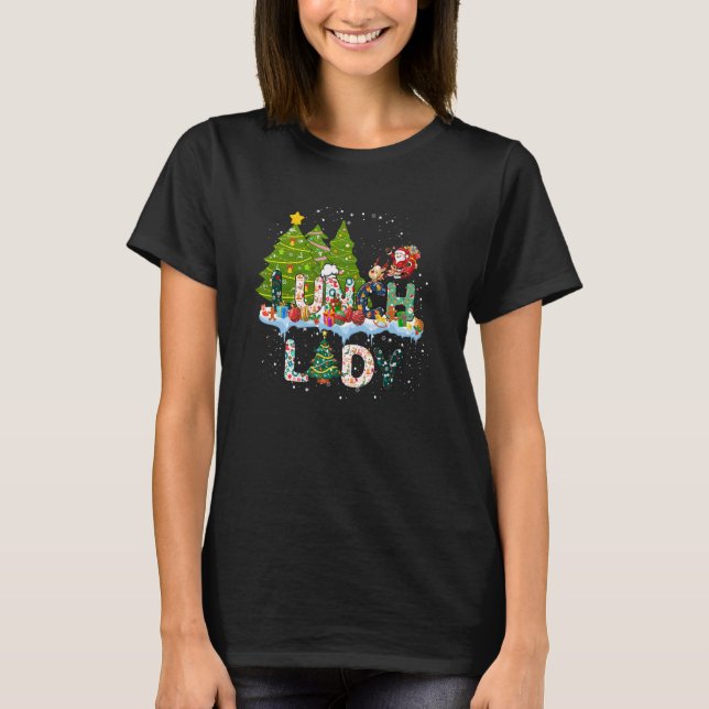 T-shirt Lunch Lady Christmas Tree Santa Matching Xmas Lunc (Devant)