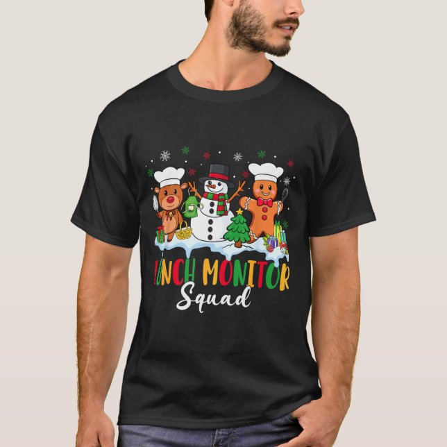 T-shirt Lunch Monitor Squad Reindeer Snowman Gingerbread C (Devant)